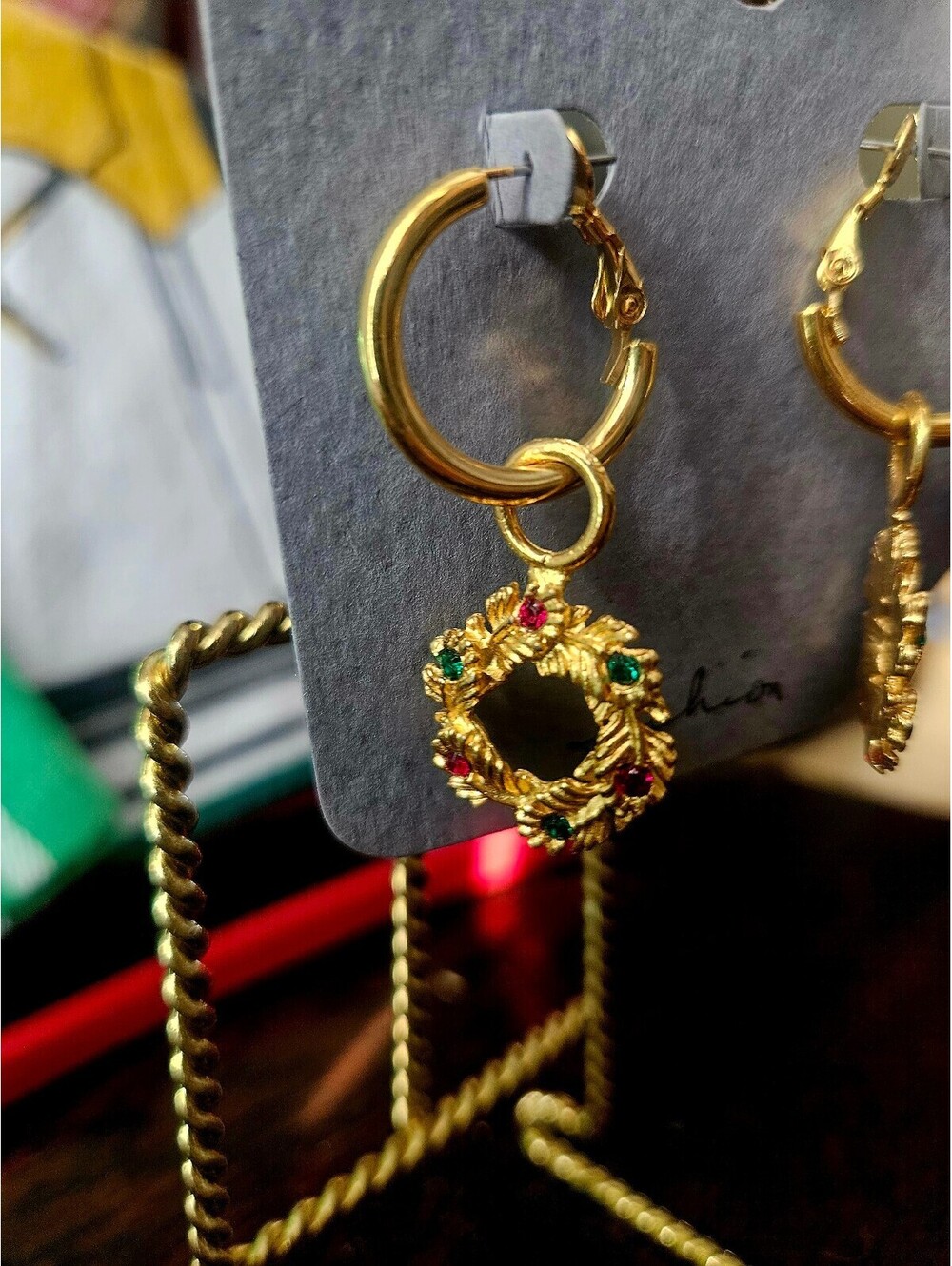 Christmas Wreath Charm Earrings